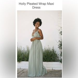 Morning Lavender Pleated Wrap Maxi Dress- Sage Green
